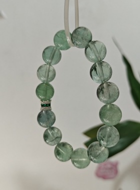 水晶夏季风热款薄荷绿天然绿萤石手串冰透体小清新薄荷绿萤石