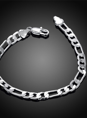 欧美跨境饰品6mm三比一nk时尚手链男女款镀银色手链首饰