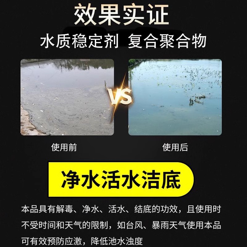 鱼塘净水剂变清改底解毒改善水质除藻苔油膜养鱼消毒杀菌专用药剂 - 图2