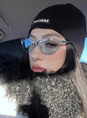 高级感复古y2k金属猫眼眼镜女大框素颜神器眼镜框架韩版平光镜潮