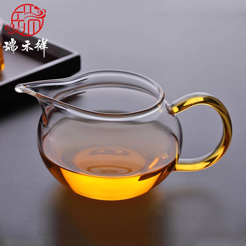 瑞禾祥玻璃公杯公道杯茶漏套装侧把分茶器加厚耐热大容量茶杯-图1