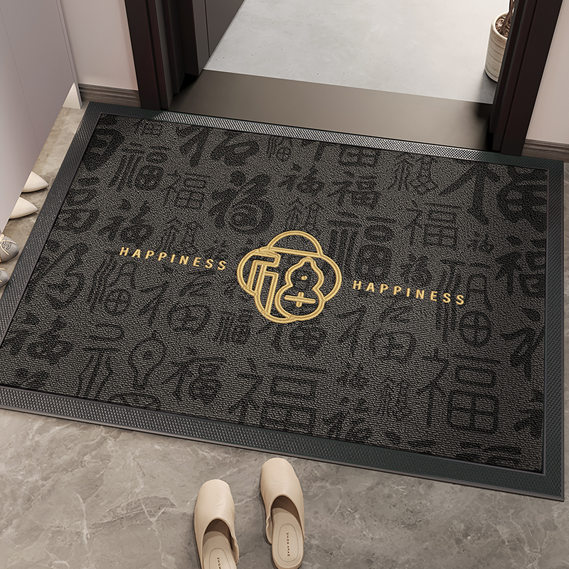 灰色入户门地垫大门口防滑脚垫耐脏除尘免洗地毯别墅豪宅高端门垫 - 图0