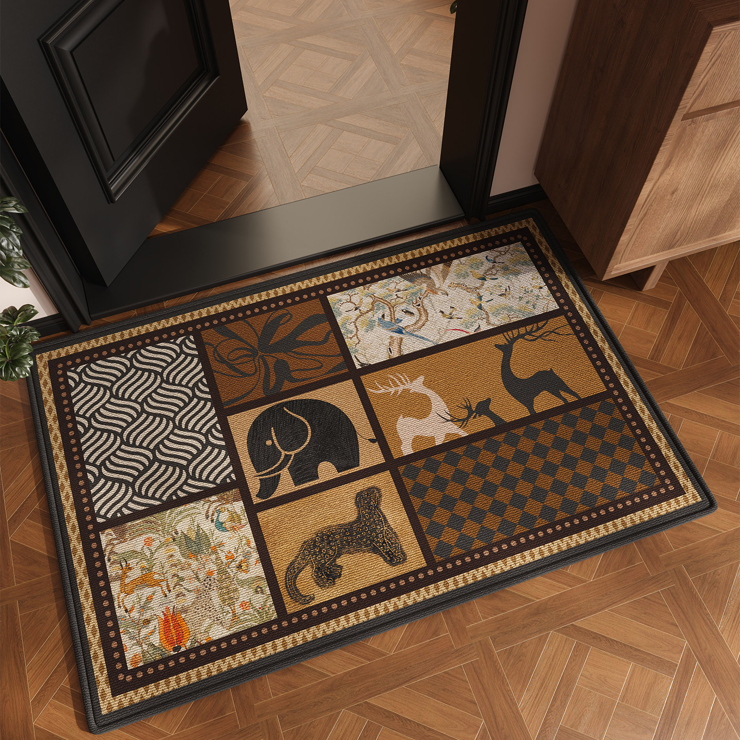 入户门地垫玄关门口中古风高级感进门防滑脚垫耐脏除尘可裁剪地毯,淘宝优惠券,粉丝福利购,淘宝优惠卷
