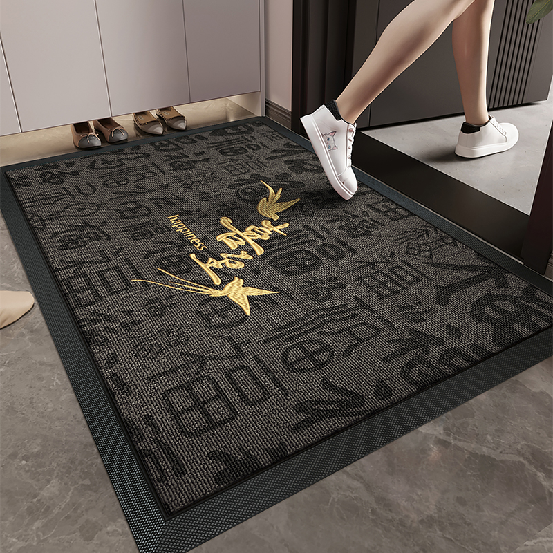 灰色入户门地垫大门口防滑脚垫耐脏除尘免洗地毯别墅豪宅高端门垫 - 图1