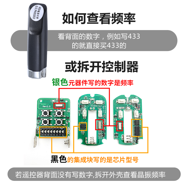 通用对拷贝遥控器电动卷帘闸门伸缩门道闸车库门手柄钥匙433/315 - 图1