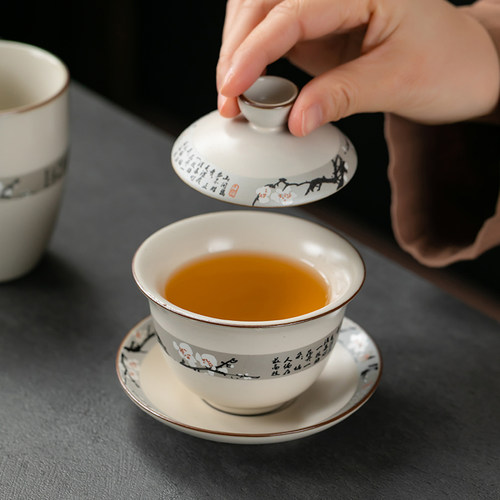 汝窑寒梅井栏壶大容量陶瓷家用茶壶球孔过滤泡茶单壶功夫茶具单品 - 图3