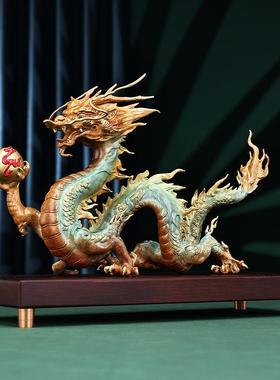 厂家直销纯黄铜龙腾四海摆件龙年生肖龙摆设办公室开业礼品