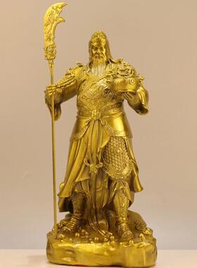 铜关公摆件客厅聚宝盆关公铜像武财神关公像商铺家用供奉神像大号