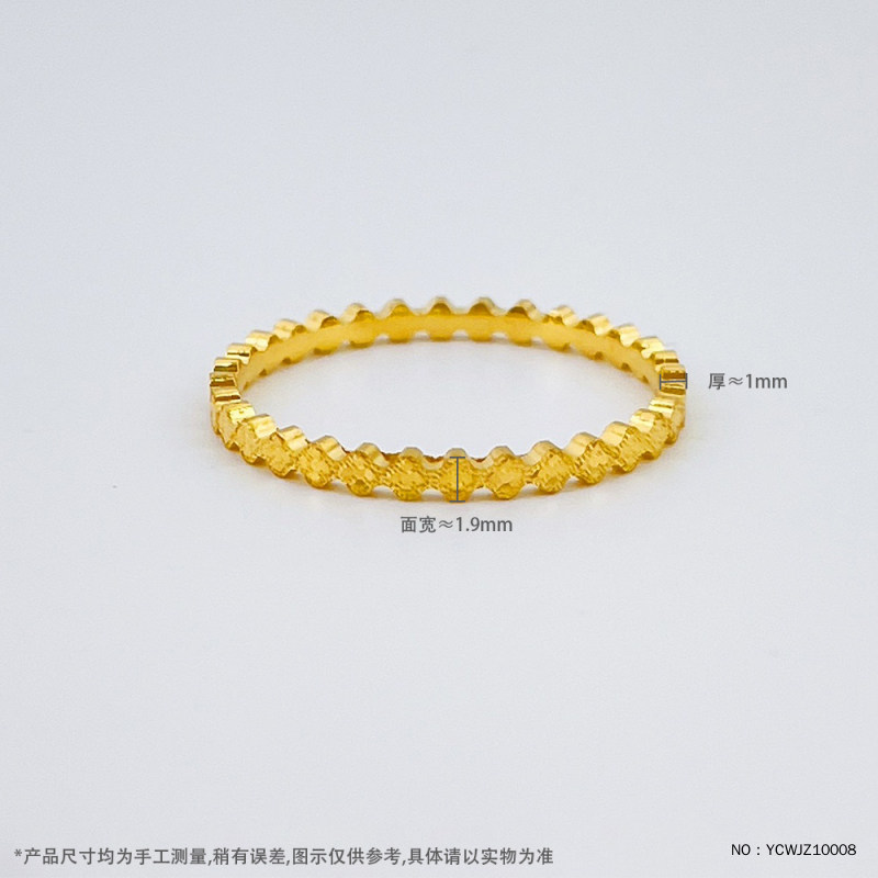 Pure gold 999.9 solid solid fish scale four-leaf clover hoop ring