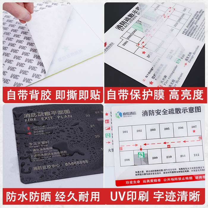 消防疏散示意图安全逃生指示牌亚克力制作学校宾馆酒店办公楼公寓-图1