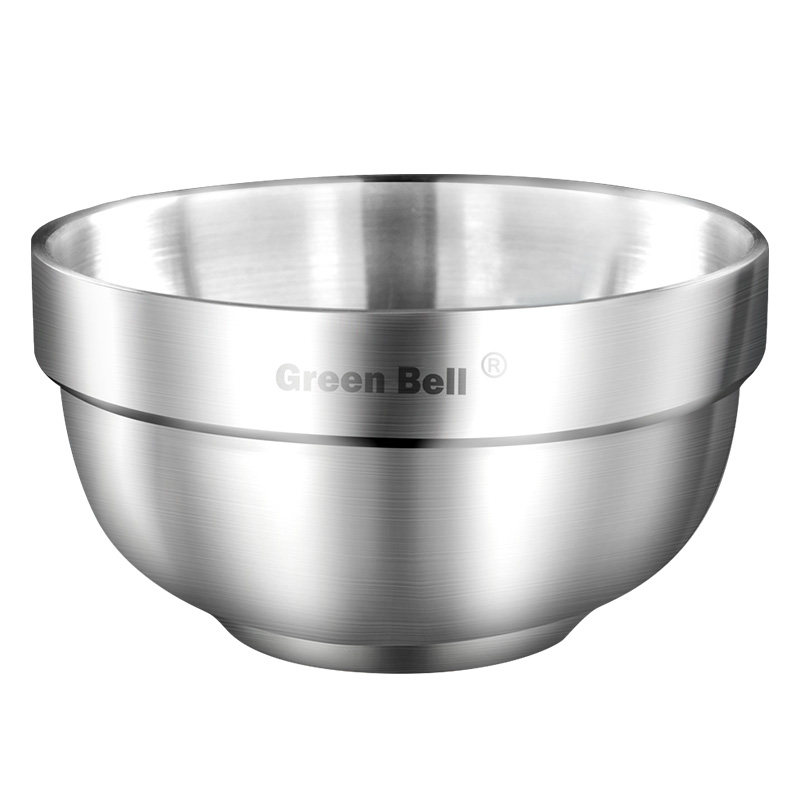 绿贝316不锈钢双层隔热碗 防烫耐摔加厚成人学生餐具米饭菜汤碗