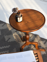 Medieval solid wood small tea table Round a few corners A few American retro sides a few headboard Home furnishings Furniture Shelve Style