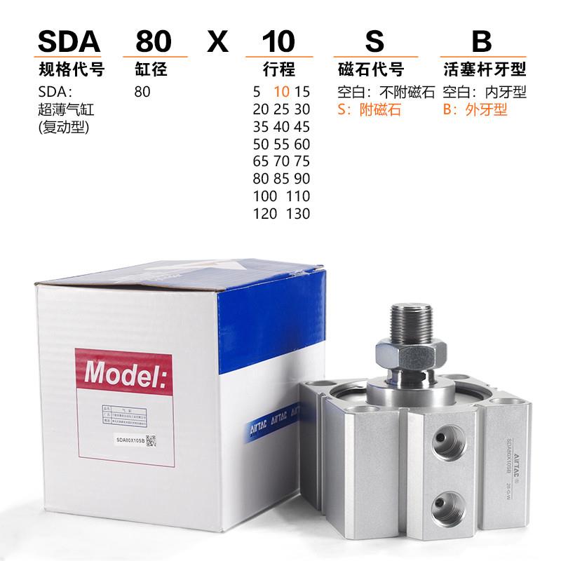 气动外牙带磁超薄气缸SDA80X5X1J0X15X20X25X30X40X50-S-B - 图1