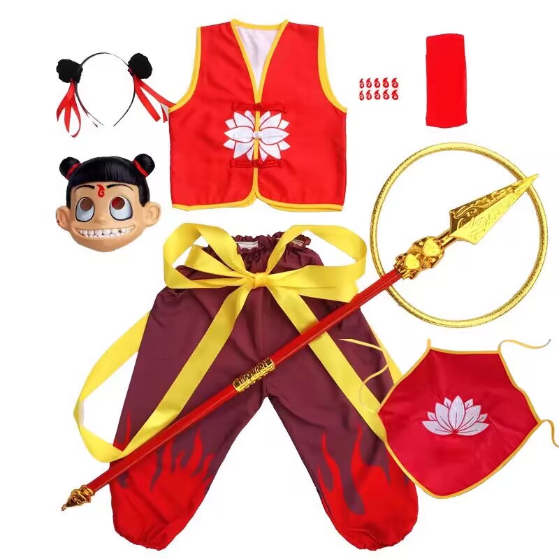 哪吒儿童服装演出表演亲子衣服全套男女童cos小哪吒同款儿童演出 - 图0