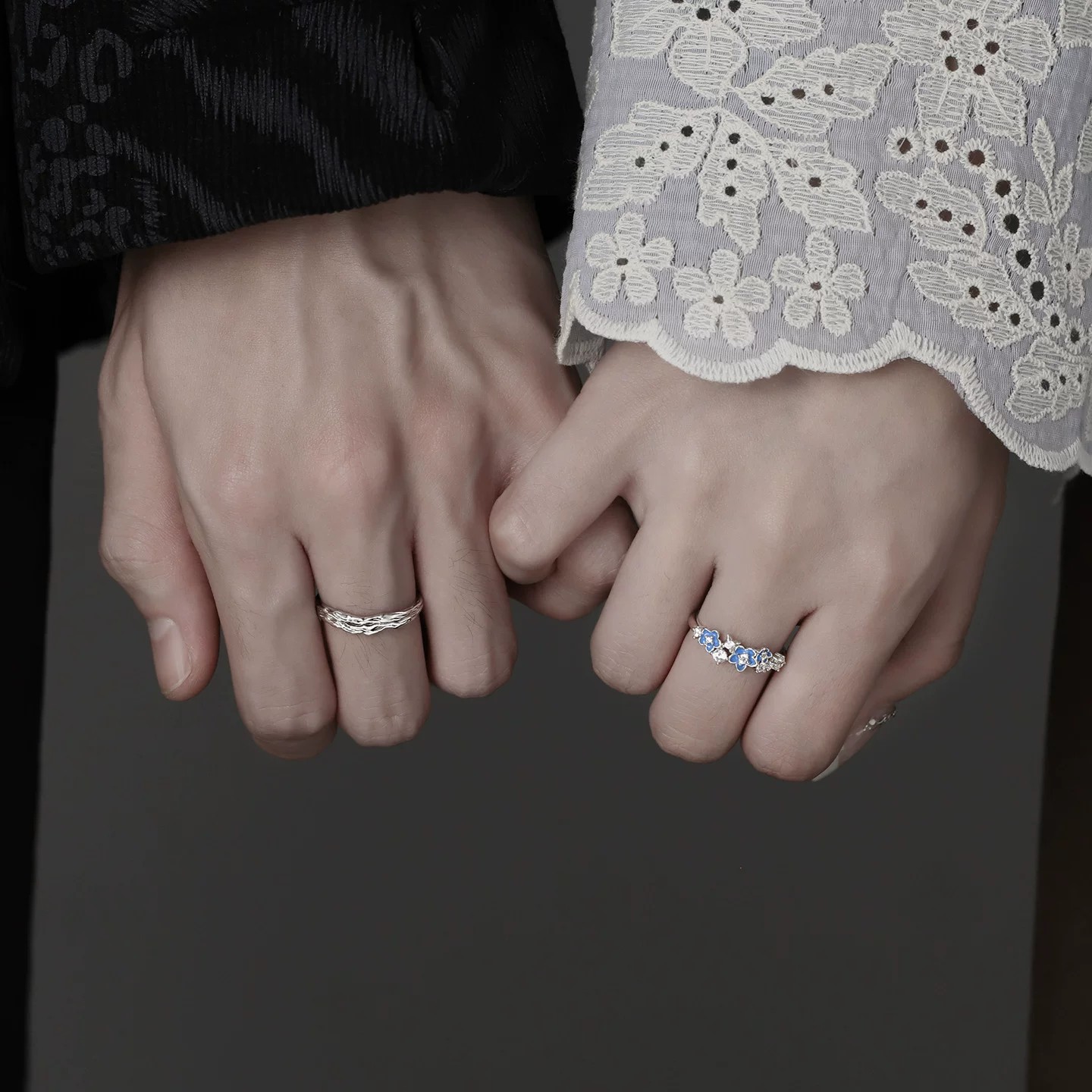 Forget-me-not couple ring anniversary gift