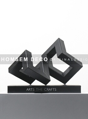 现代极简铁艺几何创意黑色金属摆件软装饰品家居客厅酒Y柜玄关摆