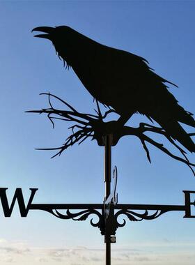 风旋向标乌风向指示外鸦不锈钢喷漆户转式风格铁艺花园欧屋顶装饰