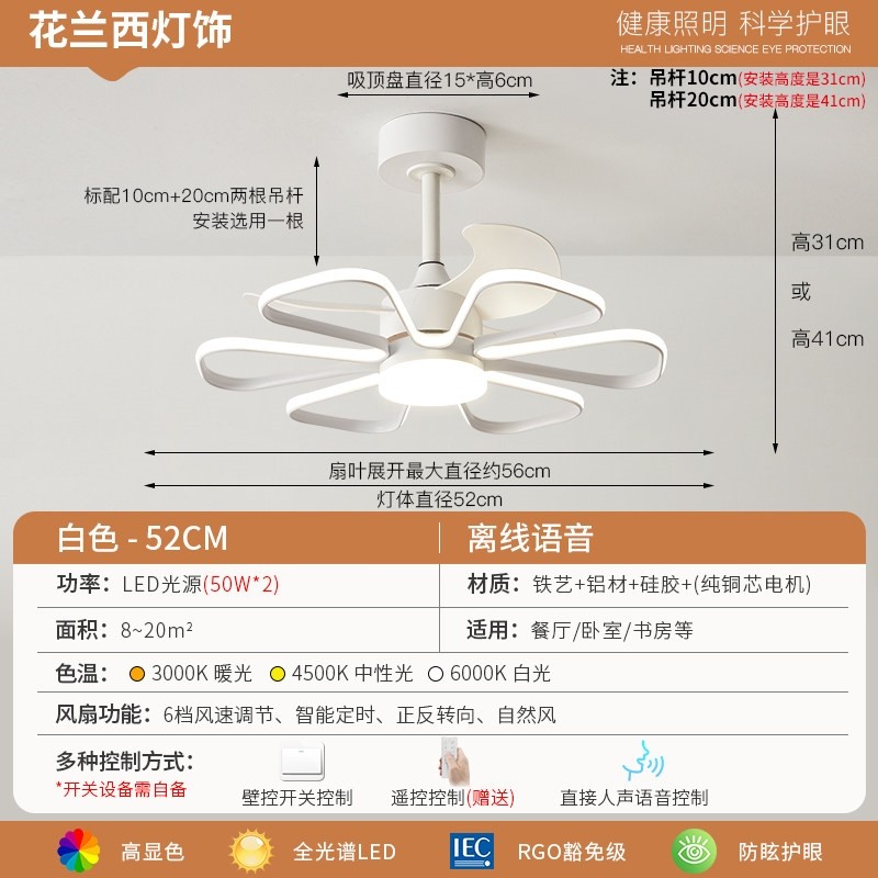 吸顶风扇灯2025新款现代北欧卧室灯餐厅一体吊扇灯大风力广东中山,淘宝优惠券,粉丝福利购,淘宝优惠卷
