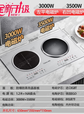 7000W大功率猛火白色电磁炉双灶