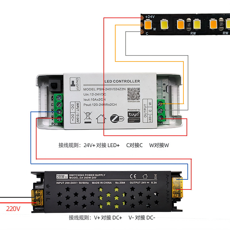 LED灯带驱动电源米家智能控制器缓亮缓灭rgbw涂鸦小爱调光变压器 - 图2