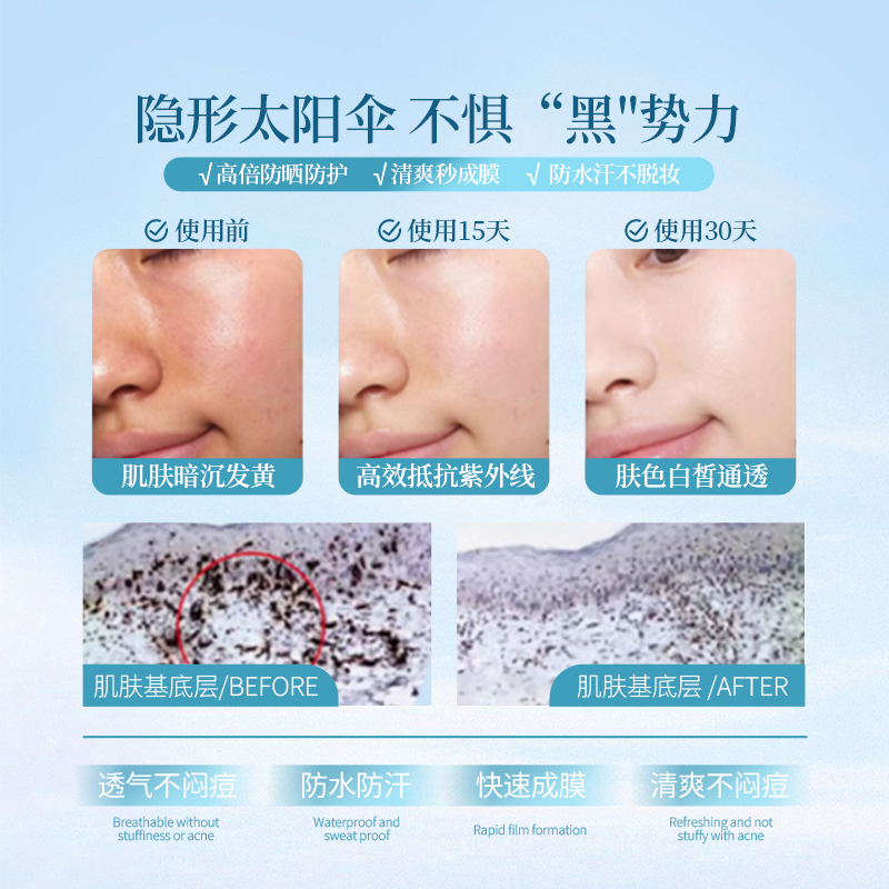 5瓶装-防晒霜喷雾男女四季面部全身通用清爽防汗防紫外线SPF50+