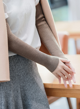 针织袖套女秋冬季羊绒棉露指