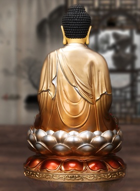 纯铜彩绘释迦牟尼佛佛像家居摆件