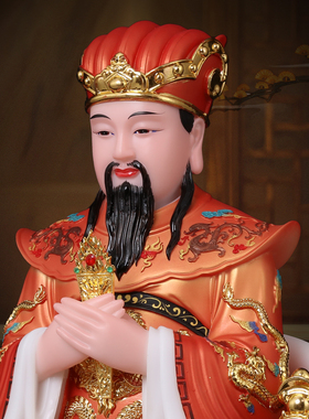 新款三官大帝神像汉白玉彩绘家用