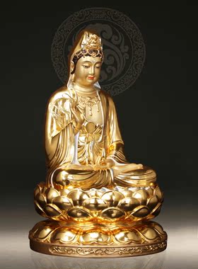 纯铜观音佛像南海观世音菩萨摆件