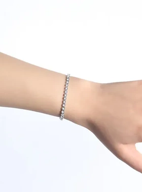 镶锆双扣网球手链3MM链个性可调节可拆卸简约不锈钢钛钢时尚