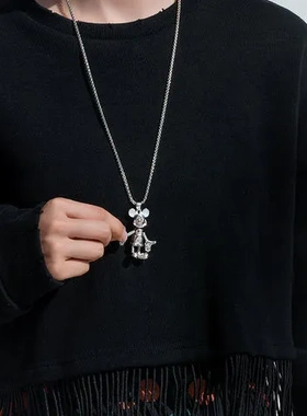 男潮街头会动女组合饰品项链吊坠蹦迪网红ins毛衣链长款嘻哈