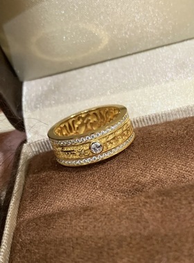 2025新款复古绿度母镶钻高级开口古风戒指小红书时尚女款必抢