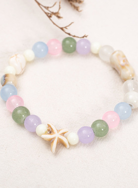 天然石小猫串珠手链女生小众情侣一对手串闺蜜陶瓷可爱礼物手