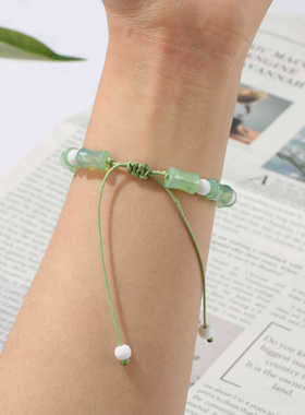 2025新款幸运竹节手链女编织调节节节高升上岸赠男友编织手绳