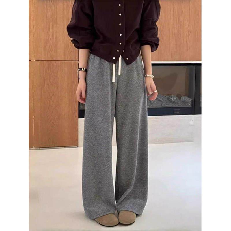 灰色运动裤女秋冬新款宽松直筒裤软糯垂感欧货糯米裤高腰休闲卫裤,淘宝优惠券,粉丝福利购,淘宝优惠卷