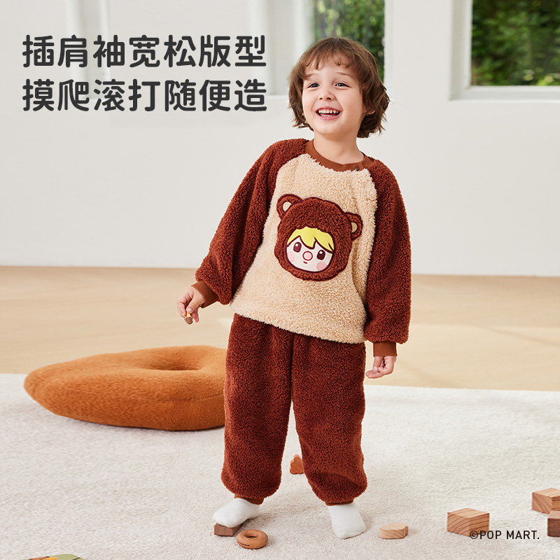 ibaby&奈娃儿童家居服男童睡衣女童春秋居家衣服牛奶绒亲子