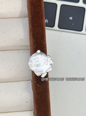 足银999花田yoyo酱3d立体纯银烤彩配件通孔小女孩横穿串饰散珠