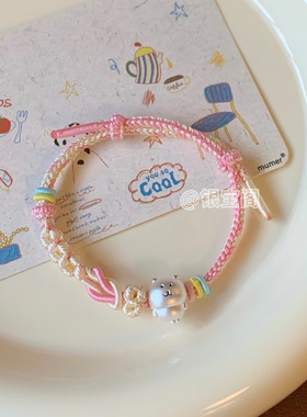 足银999自嘲熊纯银子超兄通孔熊头全身版转运珠手绳diy配件可爱