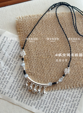 足银999纯银弯管铃铛一步一响手工莲花编织项链同款手链可调节