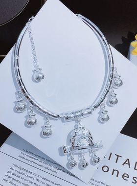 银项圈宝宝长命锁纯银S999