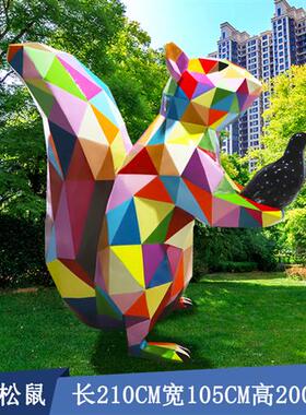 玻璃钢大型彩绘大熊雕塑小区广场公园几何梅花鹿摆件定制动物美陈