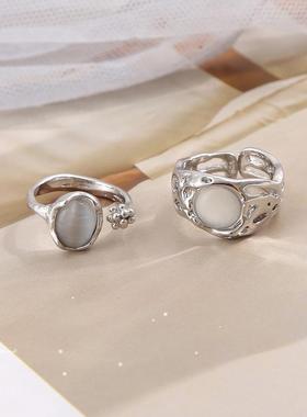 Vintage rings for women 覆古戒指小众设计轻奢开口可调节食指戒