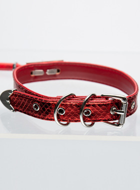 甜酷蛇纹烫金水晶柱项圈红粉双色