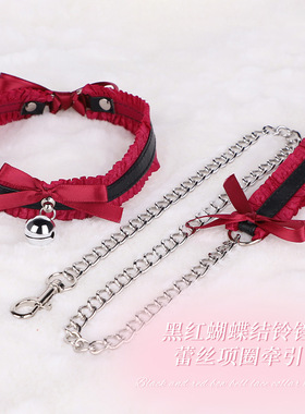 软萌甜系蝴蝶结铃铛蕾丝项圈