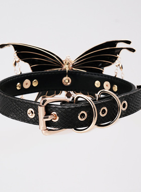 暗黑哥特K9蝴蝶翅膀项圈情侣
