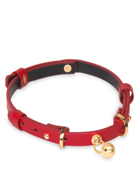 朋克头层牛皮925银铃铛项圈