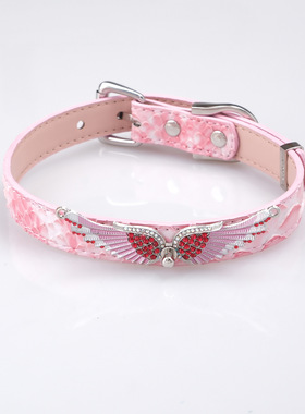 蛇纹渐变镶钻天使翅膀项圈甜酷