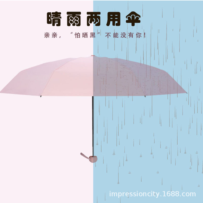 全遮光迷你口袋胶囊伞遮阳五折伞黑胶防晒伞女士雨伞_可可里大小姐_居家日用-第4张图片-提都小院