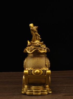 纯铜马拉元宝摆件宝马拉车马拉金箱马上发财家居客厅办公室礼品