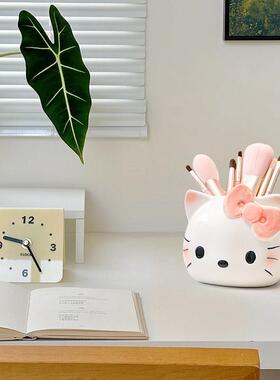HelloKitty收纳罐家用陶瓷Hello化妆笔收纳盒桌面摆件少女心KT猫